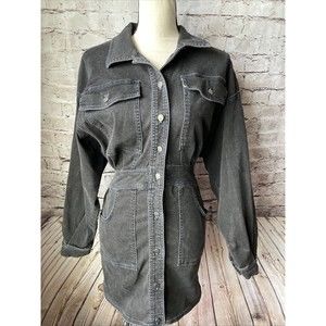 Free People Bo Denim Dress Black Jean Long Sleeve Mini Size XS